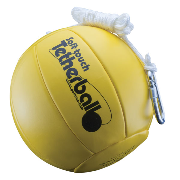 soft touch tetherball with durable synthetic material lessens the impact to hands