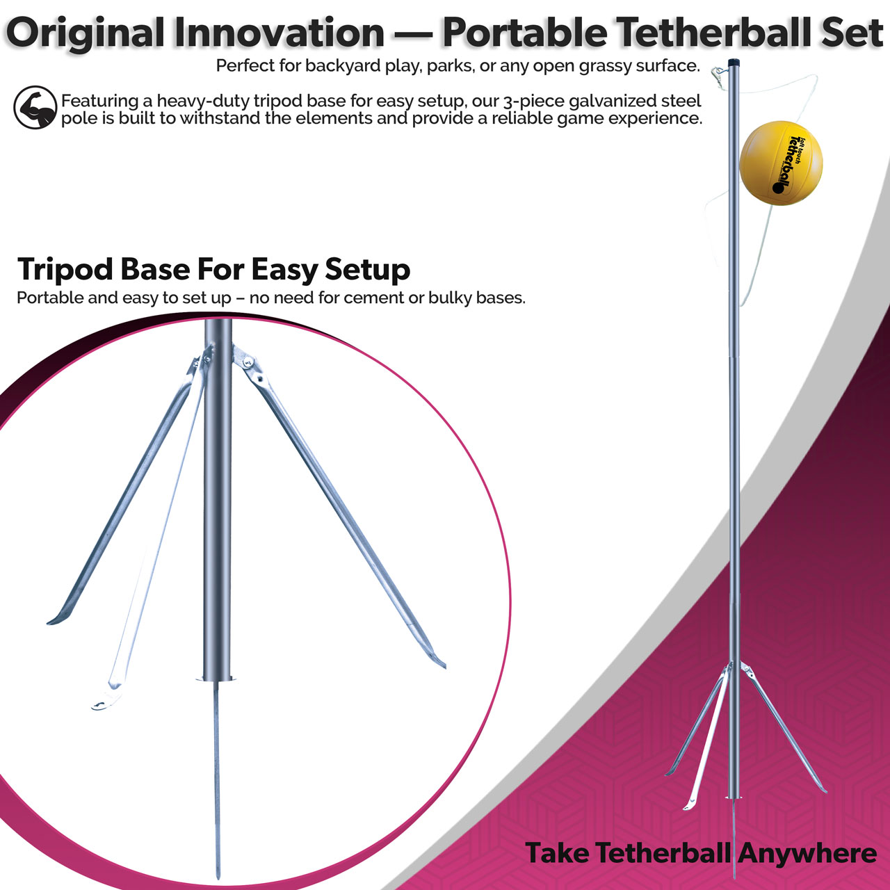 Original First and only true portable tetherball set
