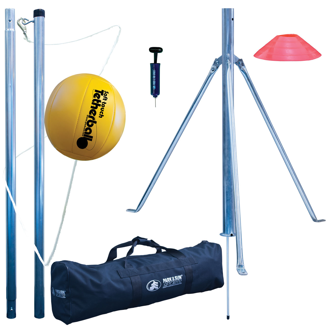 First and only true portable tetherball set